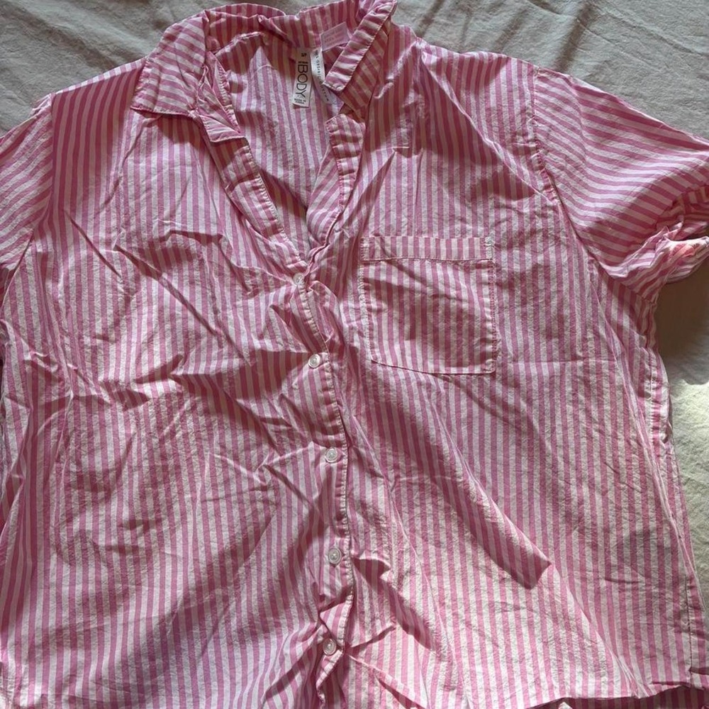 Cotton-on Pink and White Striped Button Up